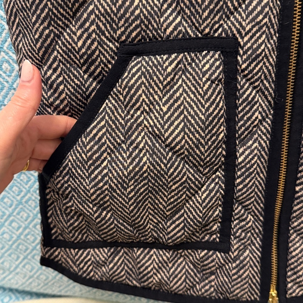 J. Crew Black and Cream Herringbone Patterned Vest - Picture 3 of 6